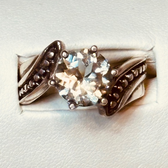 925 Sterling Silver Pale Green Round Prasiolite Bypass Ring - Picture 1 of 14